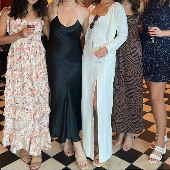 STAUD White Cotton Blend Portrait Dress Maxi/Midi Straight Slit - Picture 2 of 11